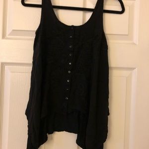 Free People Black embroidered tank